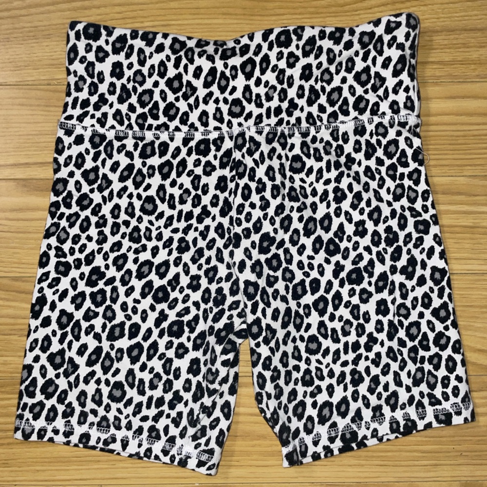 Forever 21 Black and White Leopard Print Bike Shorts